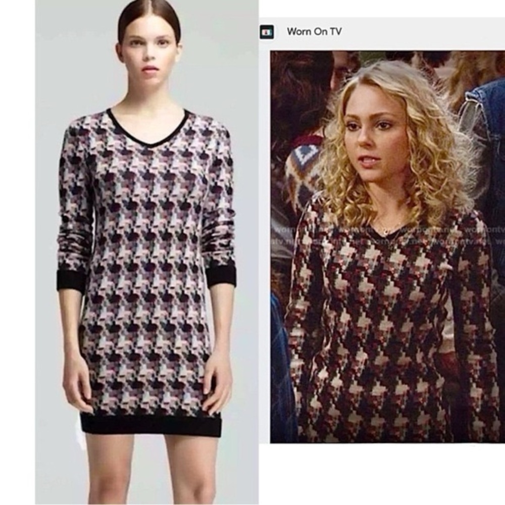Rag & Bone New York Mariah Houndstooth Double Knit Sweater Dress Size Small